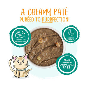 Weruva Pâté pour chat Meows n' Holler Purramid Dîner Poulet & Crevettes en Purée Hydratante Boîte de nourriture humide pour chat