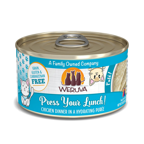 Weruva Cat Pate Press Your Lunch! Chicken Dinner in a Hydrating Puree Wet Cat Food Can