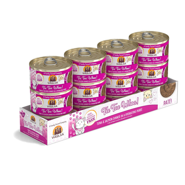 Weruva Pâté pour chat Tic Tac Whoa ! Dîner Thon et Saumon en Purée Hydratante Boîte de nourriture humide pour chats