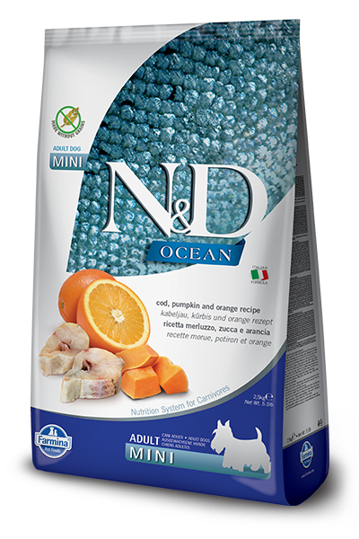 Farmina N&D Ocean Cod, Pumpkin & Orange Mini Adult Dry Dog Food