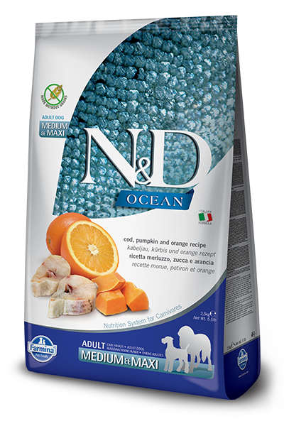 Farmina N&D Ocean Cod, Pumpkin & Orange Medium & Maxi Adult Dry Dog Food