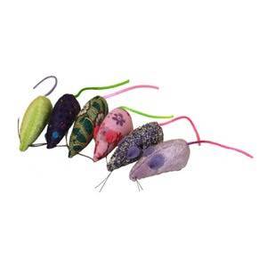 Multipet Jouet pour chat Souris en fourrure véritable remplie d'herbe à chat, couleurs variées, unité, 1,25 pouces