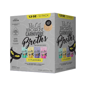 Tiki Cat Born Carnivore Broths Variety Pack Wet Cat Food Topper Pouch, 1.3-oz, 12-pk