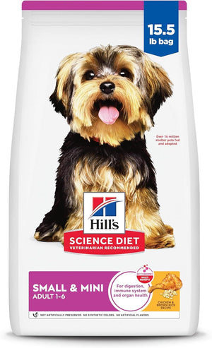 Hill's Science Diet Adult 1-6 Small & Mini Chicken & Brown Rice Dry Dog Food, 15.5-lb