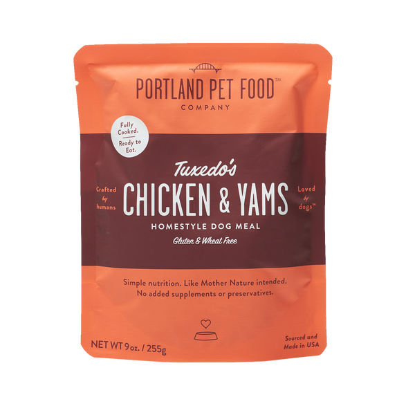 Portland Pet Food Tuxedo's Chicken & Yams Pouch Wet Dog Food, 9-oz
