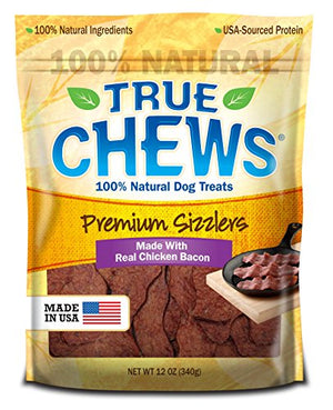 True Chews Premium Sizzlers Friandises pour chiens au vrai bacon de poulet, 12 oz