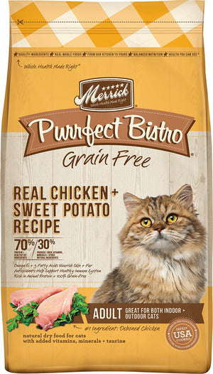 Merrick Cat Grain-Free Purrfect Bistro Real Chicken & Sweet Potato Recipe Adult Dry Cat Food