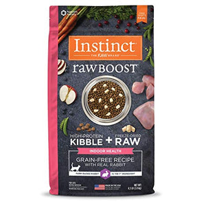 Instinct Rawboost Intérieur Sans céréales avec vrai lapin Croquettes pour chat, 4,5 lb