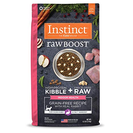 Instinct Rawboost Intérieur Sans céréales avec vrai lapin Croquettes pour chat, 4,5 lb