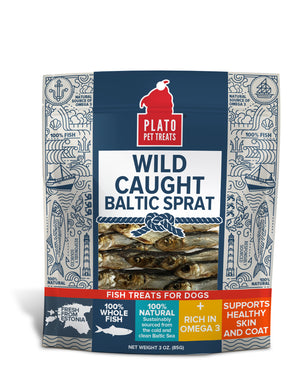 Plato Wild Caught Baltic Sprat Dog Treats, 3-oz