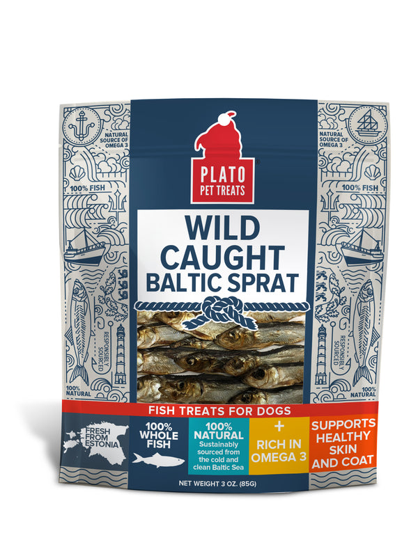 Plato Wild Caught Baltic Sprat Dog Treats, 3-oz