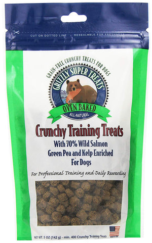 Grizzly Friandises Croquantes d'Entraînement Saumon Sauvage, Pois Vert et Varech Friandises pour chiens, 5-oz
