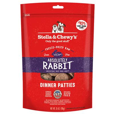Stella & Chewy's Absolutely Rabbit Dîners de lapin en pâtés lyophilisés sans céréales pour chiens