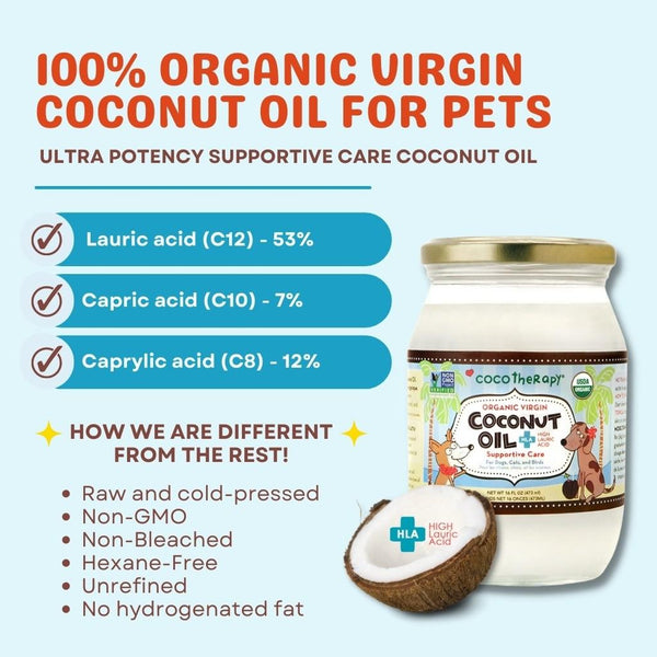 Coco Therapy Organic Virgin Coconut Oil for Pets, 16-oz