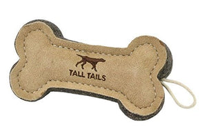 Tall Tails Jouet pour chien en laine naturelle et cuir en forme d'os, 6 pouces