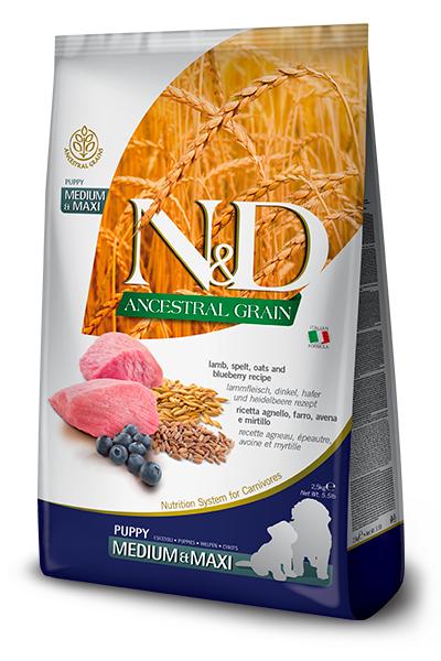 Farmina N&D Ancestral Grain Lamb & Blueberry Puppy Medium & Maxi Dog Dry Food