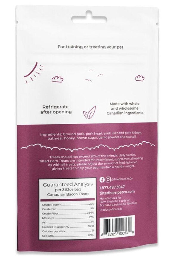 Tilted Barn Pet Co. Canadian Bacon Dog Treats, 3.53-oz
