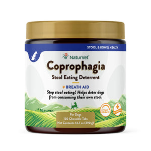 NaturVet Coprophagia Stool Eating Deterrent Plus Breath Aid Chewable Tabs Dog Supplement, 130-count