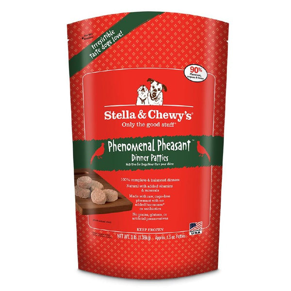 Stella & Chewy's Galettes de Dîner Phénoménal au Faisan Nourriture crue congelée sans céréales pour chiens, 3 lb