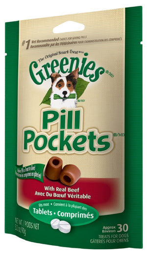 Greenies Pill Pockets Friandises pour chiens Saveur boeuf pour comprimés, 30 unités