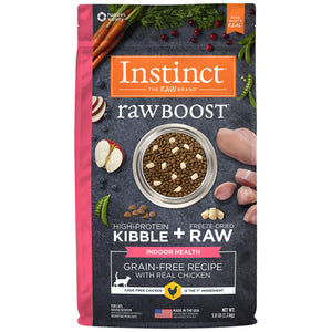 Instinct Raw Boost Recette Sans Céréales pour la Santé en Intérieur avec Vrai Poulet Croquettes pour chat