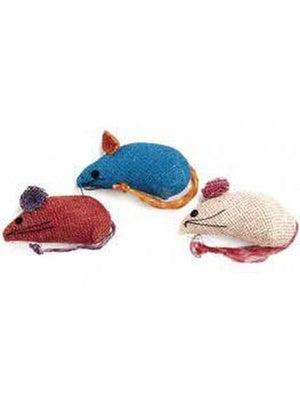 Ethical Pet Jouet pour chat en toile de jute souris colorées à l'herbe à chat, lot de 3
