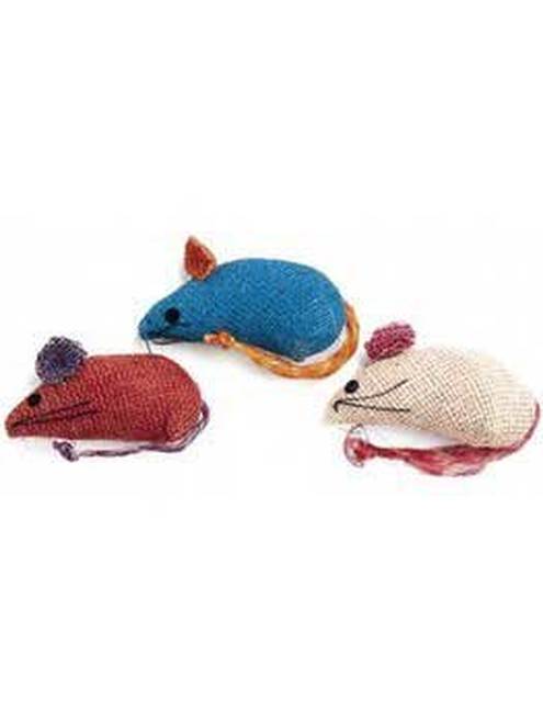 Ethical Pet Jouet pour chat en toile de jute souris colorées à l'herbe à chat, lot de 3
