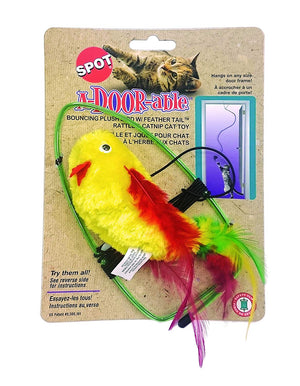 Ethical Pet Jouet pour chat Spot A-Door-Able oiseau rebondissant avec queue en plume, couleur variable