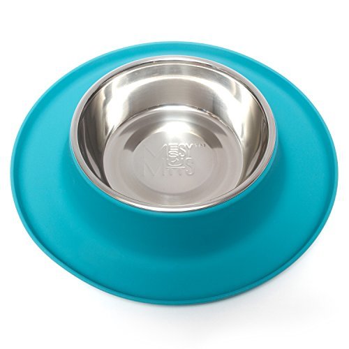 Messy Mutts Bol En Inox Avec Base En Silicone, Simple, Bleu