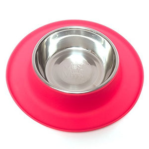 Messy Mutts Bol En Inox Avec Base En Silicone, Simple, Rouge