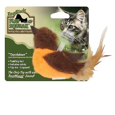 OurPets Play-N-Squeak Real Bird Touchdown Jouet pour chat