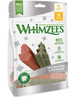 WHIMZEES Holiday Tree & Snowman Dental Dog Treats, Medium