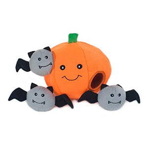 ZippyPaws Burrow Squeaky Hide & Seek Plush Dog Toy, Halloween Pumpkin