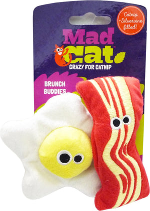 Mad Cat Brunch Buddies Jouet pour chat à l’herbe à chat et silvervine Bacon N' Eggs