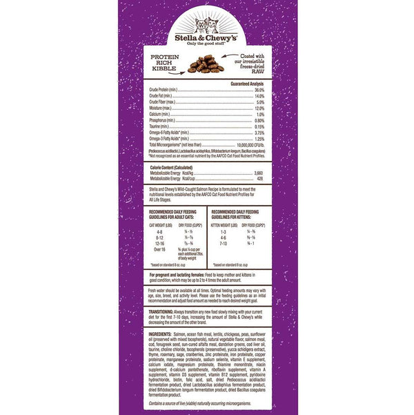 Stella & Chewy's Raw Coated Kibble Wild Caught Salmon Recipe Grain-Free Dry Cat Food
