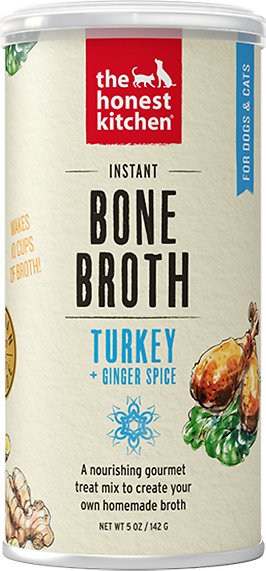 The Honest Kitchen Turkey Bone Broth with Ginger for Dogs & Cats, 5-oz jar