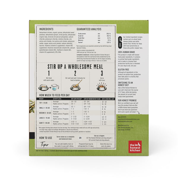 The Honest Kitchen Limited Ingredient Chicken Dehydrated Dog Food