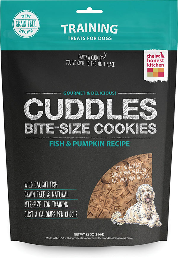 The Honest Kitchen Cuddles Grain-Free Fish & Pumpkin Recipe Cookie Dog Treats, 12-oz