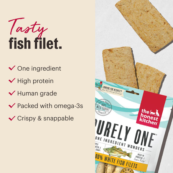 The Honest Kitchen Purely One White Fish Filets Dog Treats, 3-oz