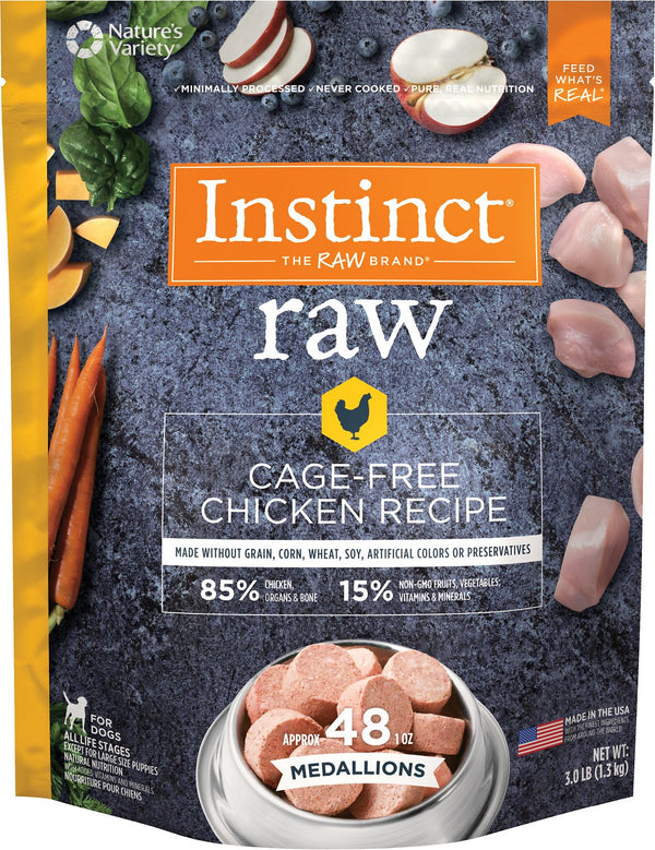 Instinct Frozen Raw Patties Grain-Free Cage-Free Chicken Recipe Dog Food, 6-lb