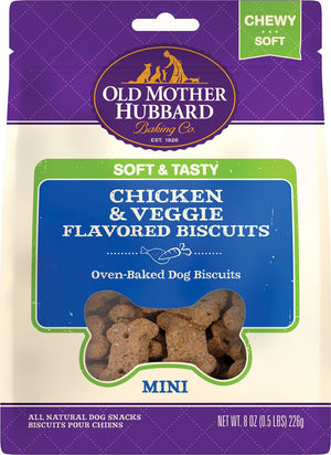 Old Mother Hubbard Mini Soft & Tasty Chicken & Veggie Flavored Biscuit Dog Treats, 8-oz