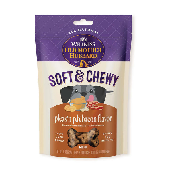 Old Mother Hubbard Soft & Chewy Pleas'n P.B. Bacon Dog Treats, Mini, 8-oz