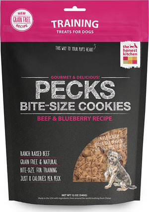 The Honest Kitchen Pecks Grain-Free Beef & Blueberry Recipe Cookie Dog Treats, 12-oz