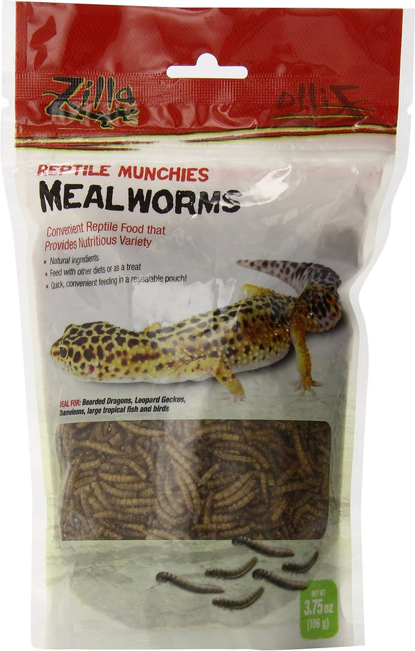 Zilla Reptile Munchies Mealworms Lizard Food, 3.75-oz