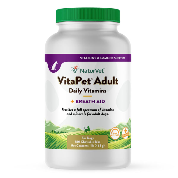 NaturVet VitaPet Adult Daily Vitamins Plus Breath Aid Chewable Tabs Dog Supplement