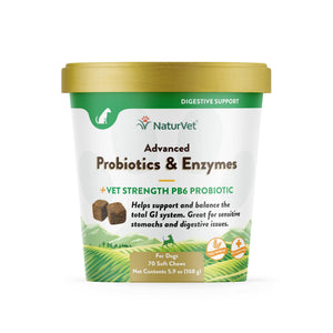 NaturVet Advanced Probiotics & Enzymes Plus Vet Strength PB6 Probiotic Soft Chews Dog Supplement