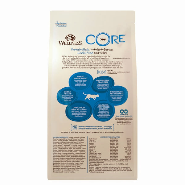 Wellness CORE Sans Céréales Croquettes pour chats d'intérieur Saumon & Hareng