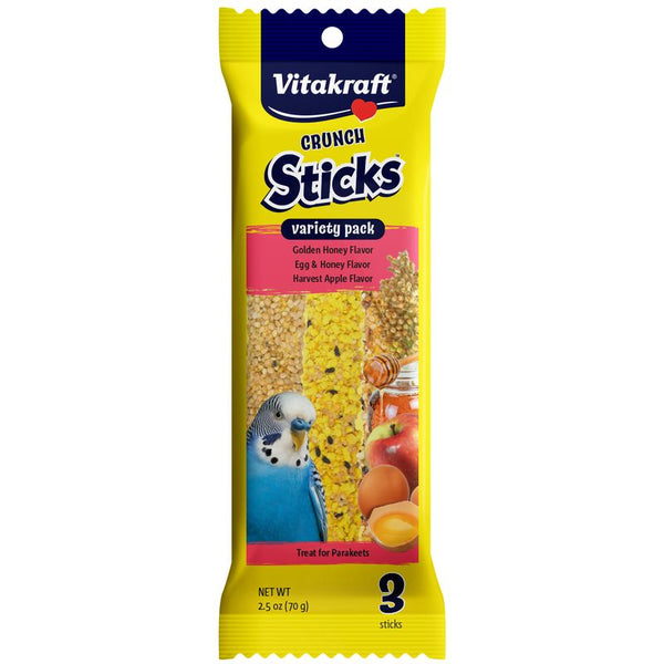 Vitakraft Bâtonnets Croquants Assortiment Friandises pour Perruches, Miel Doré, Å’uf & Miel, Pomme de Récolte