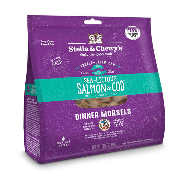 Stella & Chewy's Sea-licious Dîner Saumon et Morue Sans céréales Nourriture lyophilisée pour chats