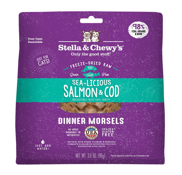 Stella & Chewy's Sea-licious Dîner Saumon et Morue Sans céréales Nourriture lyophilisée pour chats